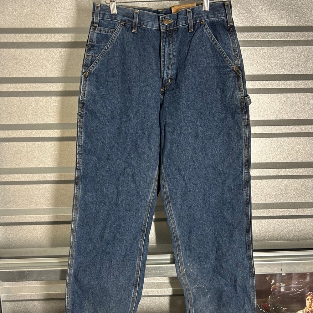 Carhartt Work Dungaree Mens 32x30 Blue Carpenter Jeans B13 Streetwear Workwear